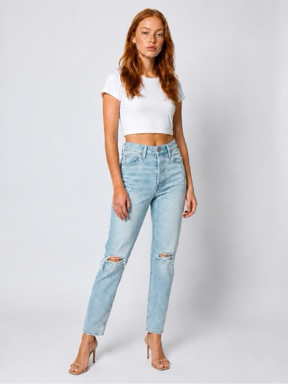 Denim Forum The Ex Boyfriend Ripped Jeans Size 24 Light Wash